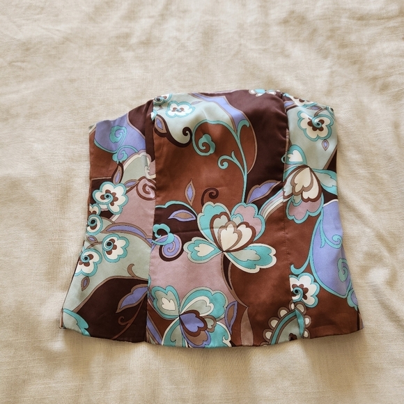 Vintahe Y2K Melly M 100% silk floral tube top with boning Women's size 8 corset - Picture 1 of 9